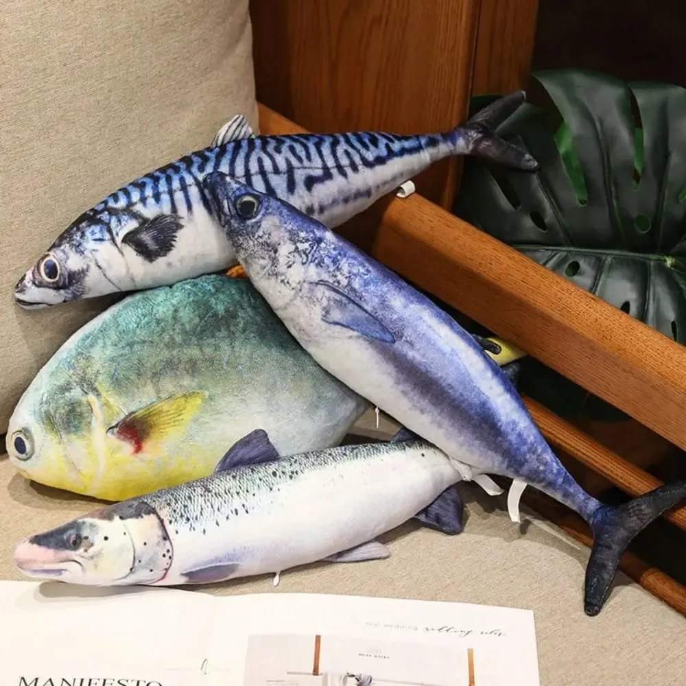 PP Cotton Simulation Sea Fish Stuffed Soft Sea Fish Stuffed Saury Salmon Fish Sleeping Pillow Girls Chrismas Gift