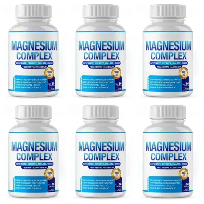 Supplément de magnésium 1000 mg complexe 7 en 1 avec glycinate citrate malate taurate soutient la relaxation musculaire soutien au sommeil 90 Ct