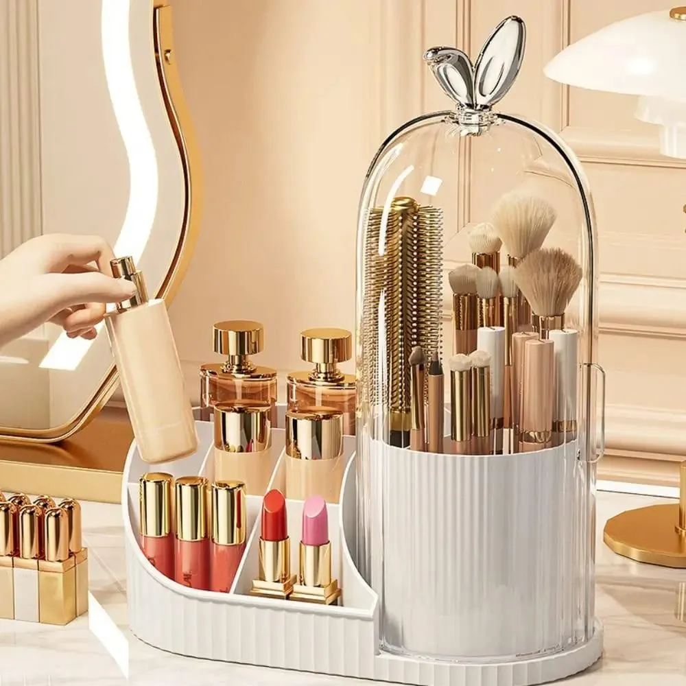 PP Makeup Brushes Storage Box 360° Rotating Large-capacity Drawer Storage Organizer Multi-compartment Dustproof — image 1