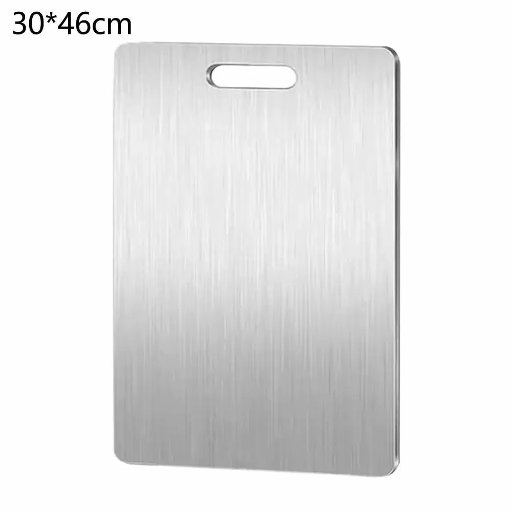 1PCS Stainless Steel Cutting Board - Heavy Duty Double-Sided Chopping Board for Meat Vegetables Dough Kneading & Kitchen Prep
