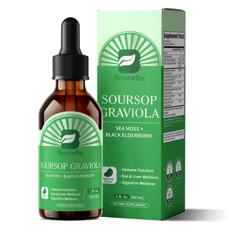 Gota de extracto natural de guanábana y graviola Respalda la inmunidad y la salud digestiva Desintoxicación y limpieza Sin gluten SIN AZÚCAR