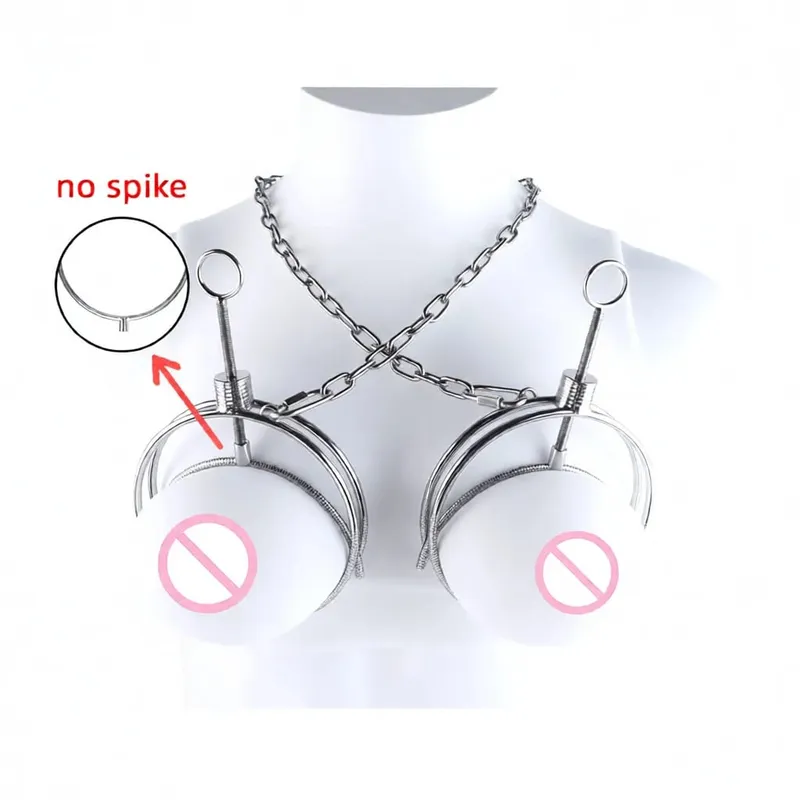 Stainless Steel Breast Bondage Chest Clamp Nipples Massager Strapon Metal Bra Nipple Teating BDSM Sex Toys For Women Men