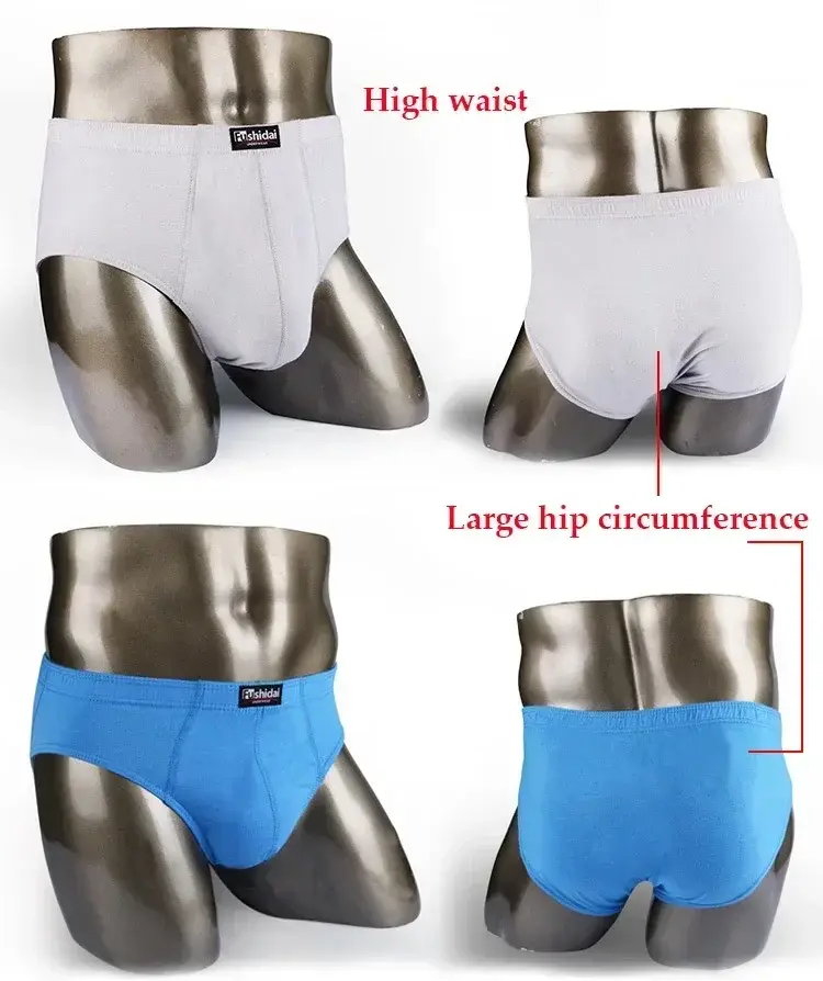 6XL 8XL Big Men Underwear Cotton Anti Chafe Boxer Briefs No Ride Up Wide Waistband Underpants for Plus Size Heavy Men