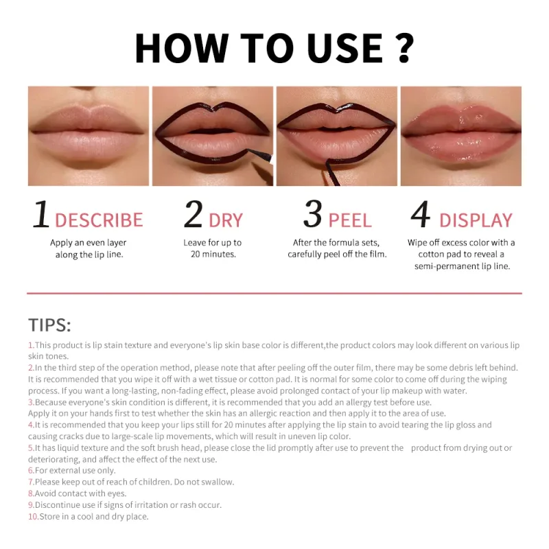 Lápis delineador labial descascável, mancha labial, tatuagem, longa duração, fosco, à prova d'água, transferência de manchas, cosmético labial, presente de natal
