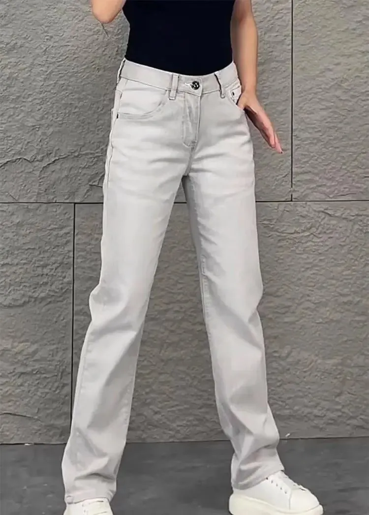2026 Luxury Jeans for Man Original White Gray Draped Jeans for Men Summer New Slim Fit Trendy Straight-leg Slimming Casual Pants — image 7