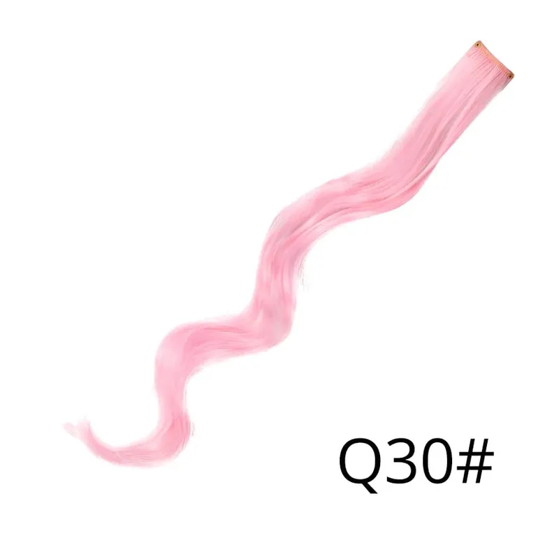 Leeons Clip In One Pieces Hair Extensions Straight Ombre Purple Blue Pink Extension Hair Women Synthetic False Fake Hair