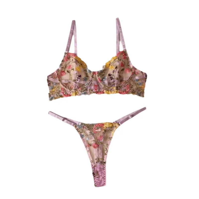 Bohemia Transparent Lingerie Set Ultra-thin Push Up Panties Bra Set Elegant Bra Suit Girl — image 6