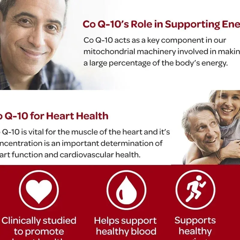 120 Capsules de Coenzyme Q10 fournissent de l'énergie, des vitamines, des aliments de santé, organiques, taux d'absorption Ultra-élevé, COQ10 aide à la santé du sang — image 4