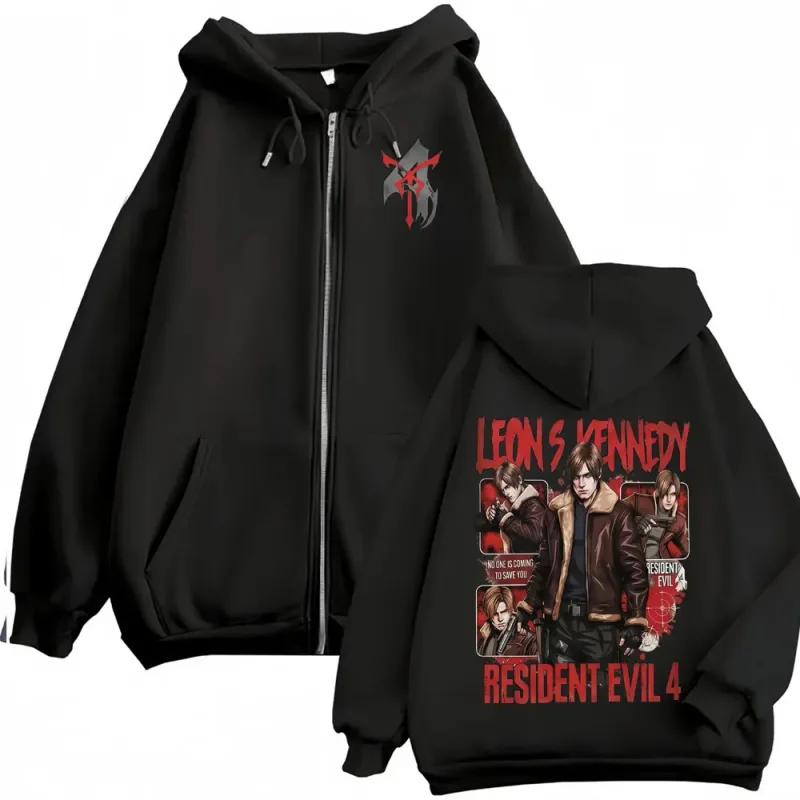 Leon Kennedy Zip Up Hoodie Resident Evil Requiemm Gamer Gift Zipper Hoodies Men's Women Fashion Harajuku Jacket Sweatshirt Coats — image 1