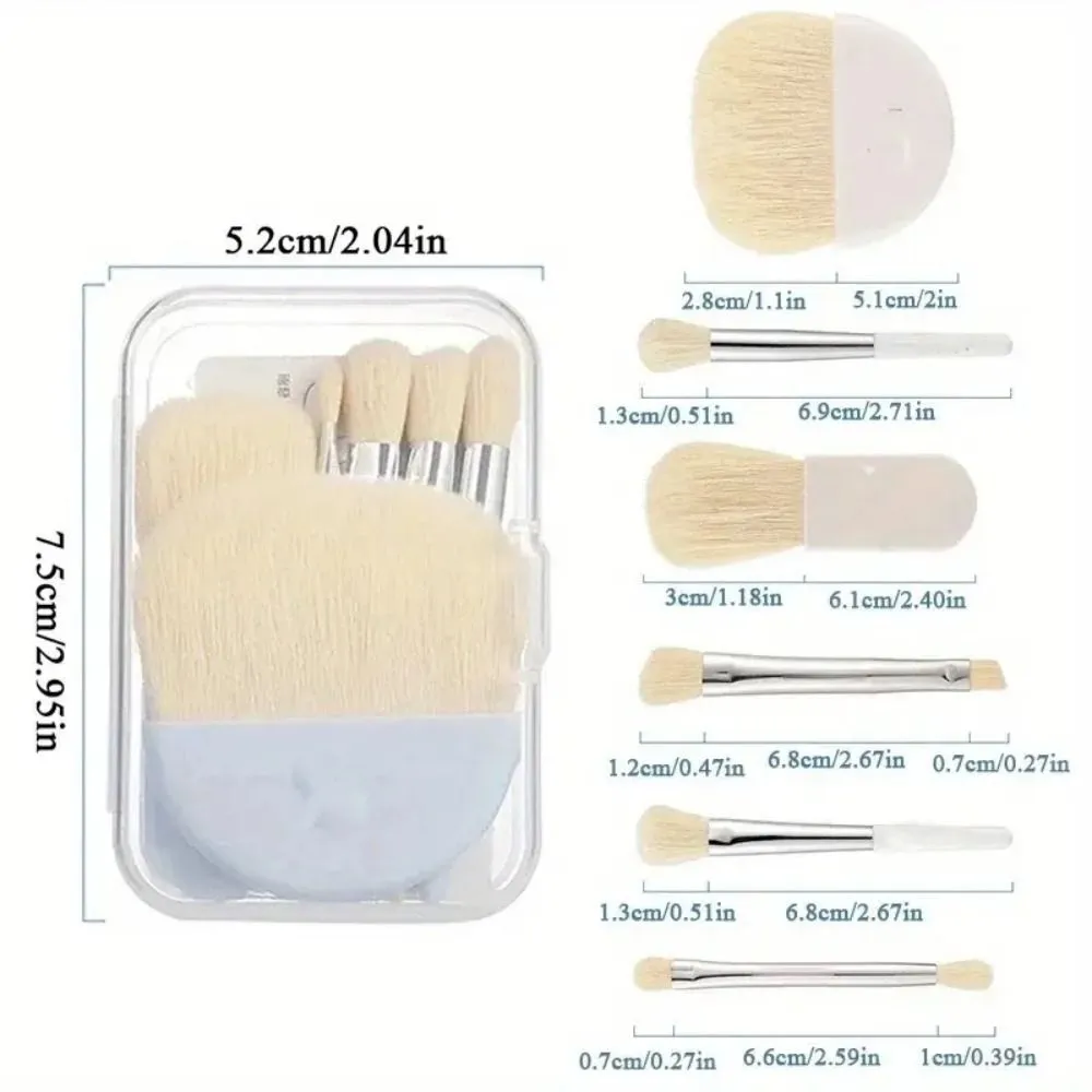 6Pcs/Set Soft Bristles Mini Makeup Brush Set Blending Brush Multiple Brush Heads Cosmetic Brushes Set With Storage Box