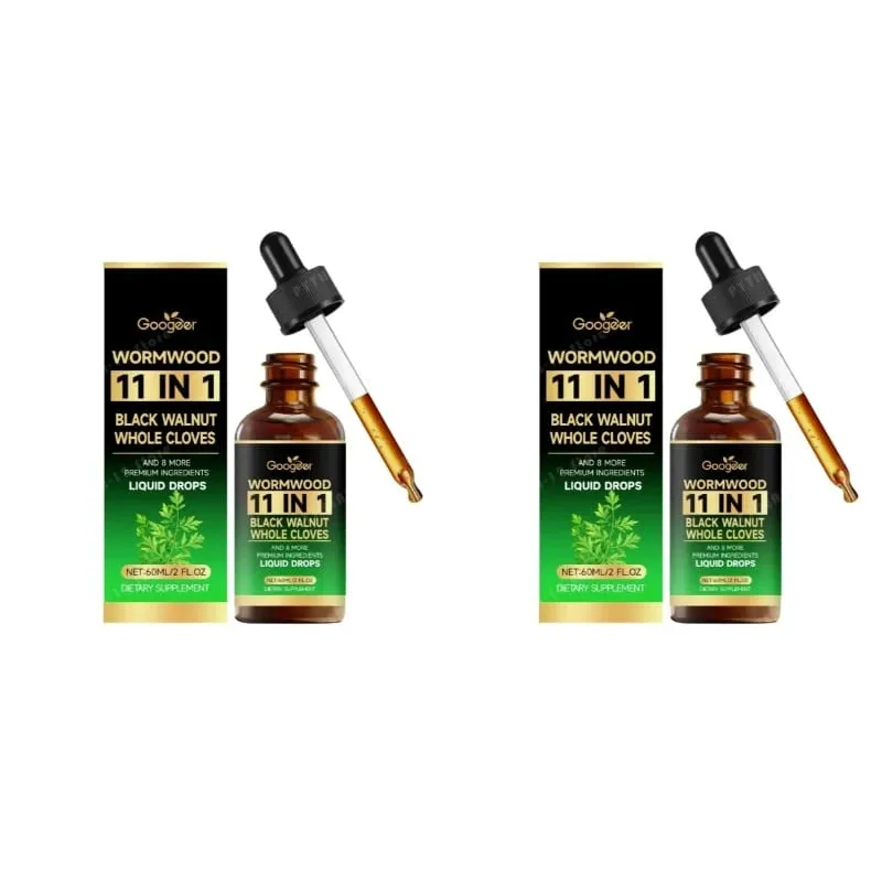 Wormwood 11 in 1 Liquid Drops - Black Walnut & Whole Cloves with Berberine Turmeric for Gut Health & Digestive Support 60ml