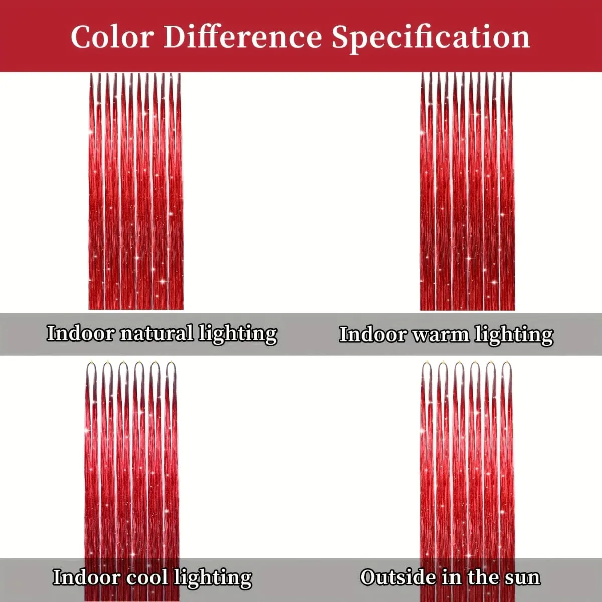 6pcs 22inch Colorful Glitter Tinsel Hair Extensions Fairy Hair Extension Hair Extension Tinsel Glitter Hair Synthetic Extensions — image 4