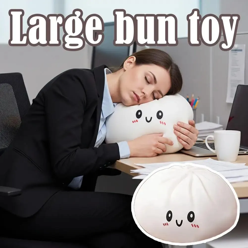 Large Dumpling Pillow Soft Huggable Plush Toy for Home Decor Adorable Dumpling Shape with Playful Expression Dough Ball