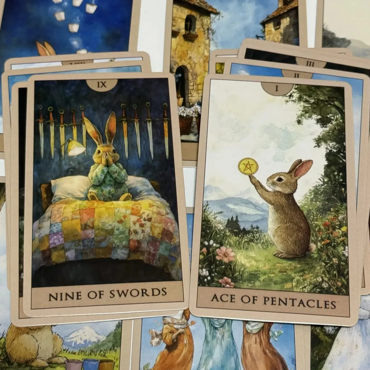 Rabbit Tarot Deck 78pcs Board Games English Watercolor Cards Cute Divination Cards — image 6