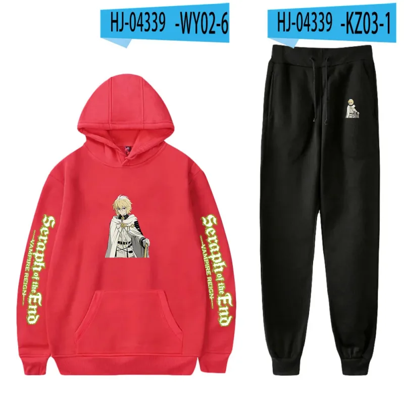 Harajuku Comfortable Seraph of the End Print Sweatshirt Sweatpants Suit Hoodies+ Trousers Suit Boys/Girls 2 Piece Set Clothes — image 24