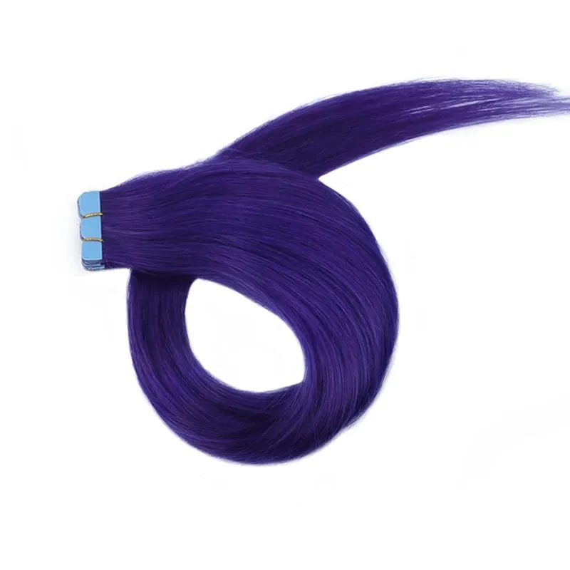 Colorful Mini Tape In Hair Extensions Human Hair Skin Weft Machine Remy Red Natural Straight 12-20 inch 10pcs Tape In Extension