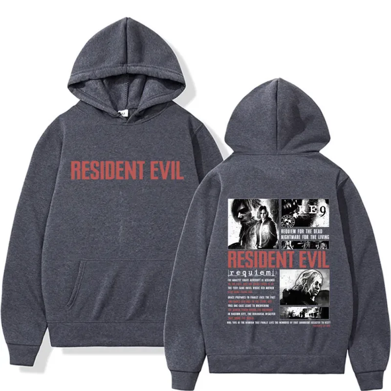 Resident Evil Requiem Sweatshirts Leon Kennedy Grace Ashcroft 90s Vintage Hoodies Men Women Fashion Classic Pullovers Streetwear