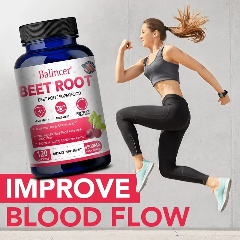 Beetroot Capsules 2500mg Support Daily Blood Circulation Cardiovascular Wellness Physical Endurance & Immune Balance