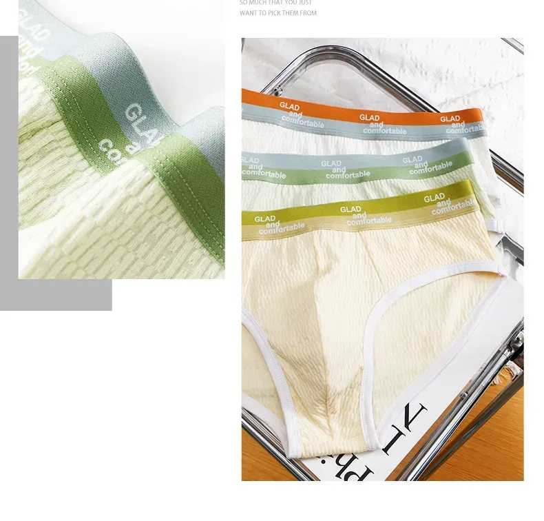 Summer New Men's Solid Color Cotton Briefs, Minimalist Breathable Thin Underwear, Trendy Trunks Male Bikini Underpants 3256812635450502
