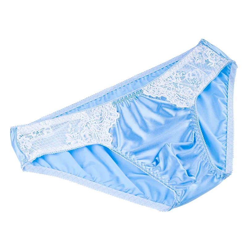 Men's Sexy Briefs Comfortable Healthy Elastic Soft Pouch mid Waist Pure Underwear Men's lace shiny gay underwear — image 2