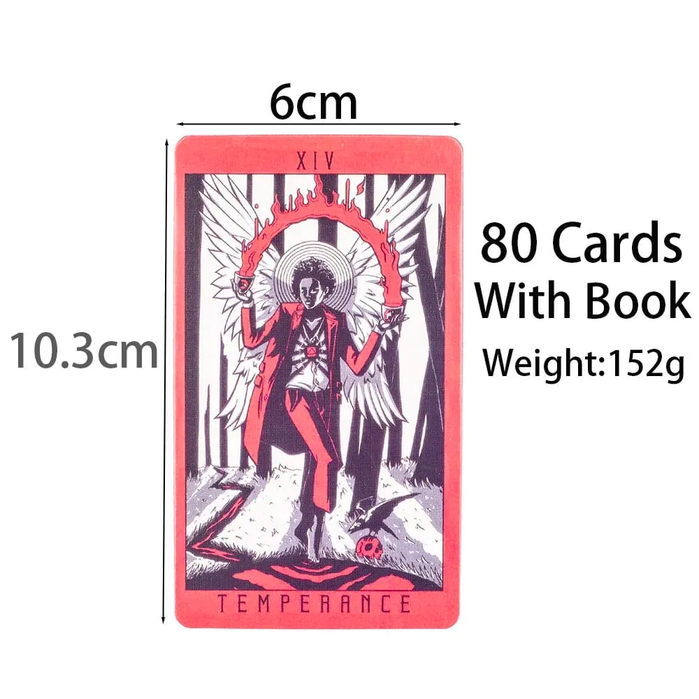 Lost Hollow Tarot 80-Card Game Set with Guidebook - Red Gilded Edges Perfect for Family Parties Compact Size 10.3x6cm — image 4