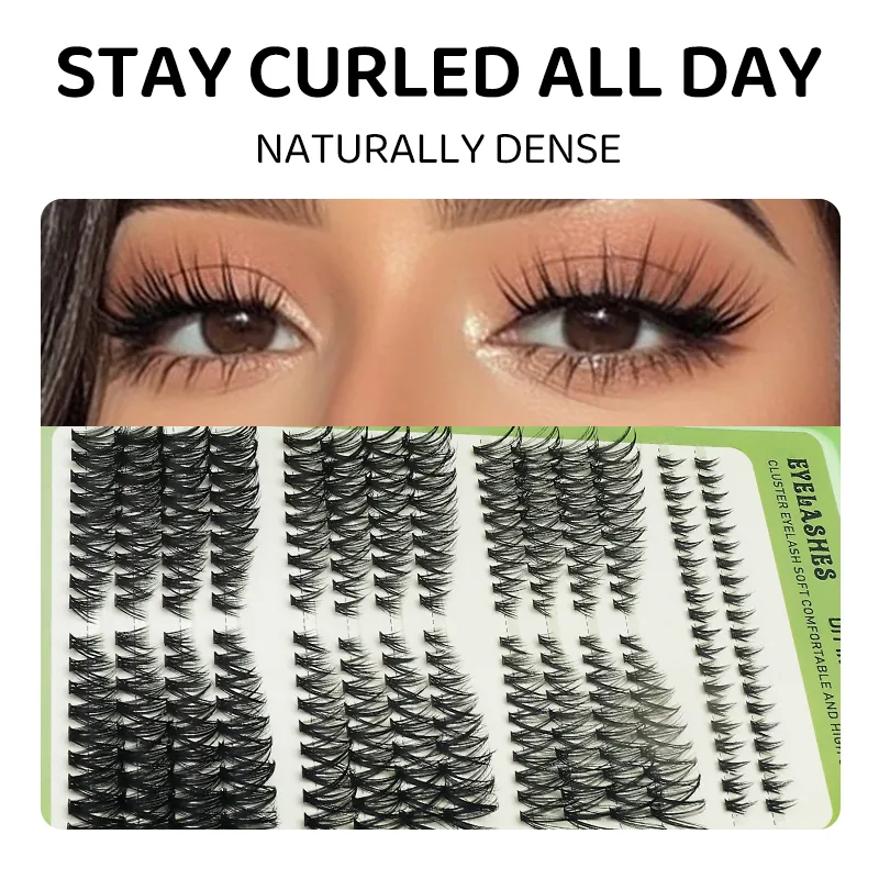 DIY Manga Spiky Cluster Lash Extensions Natural Mega Volume Individual Pre-Cut Segmented Lashes for At-Home Eye Makeup