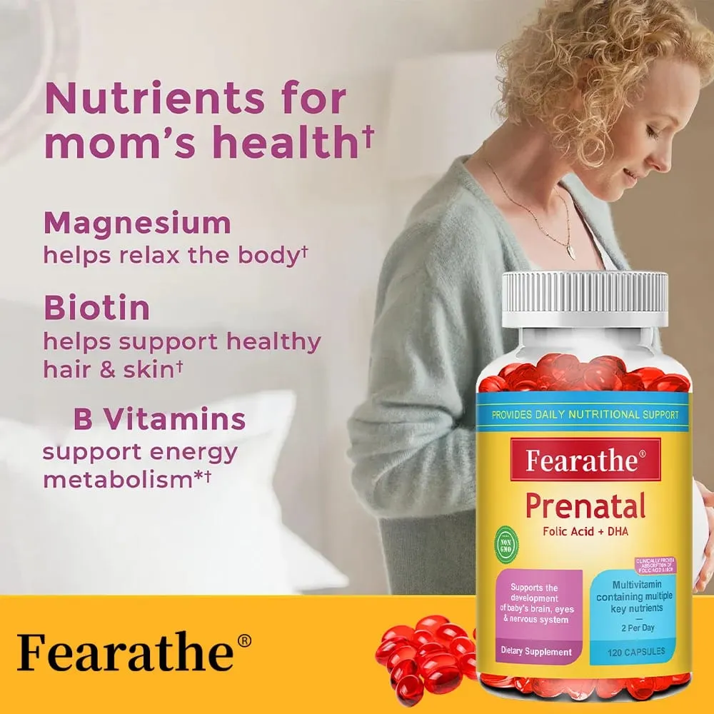 Prenatal Multivitamin with Biotin and Folic Acid for Enhanced Nutrient Absorption Gluten-free Non-GMO 120 Capsules