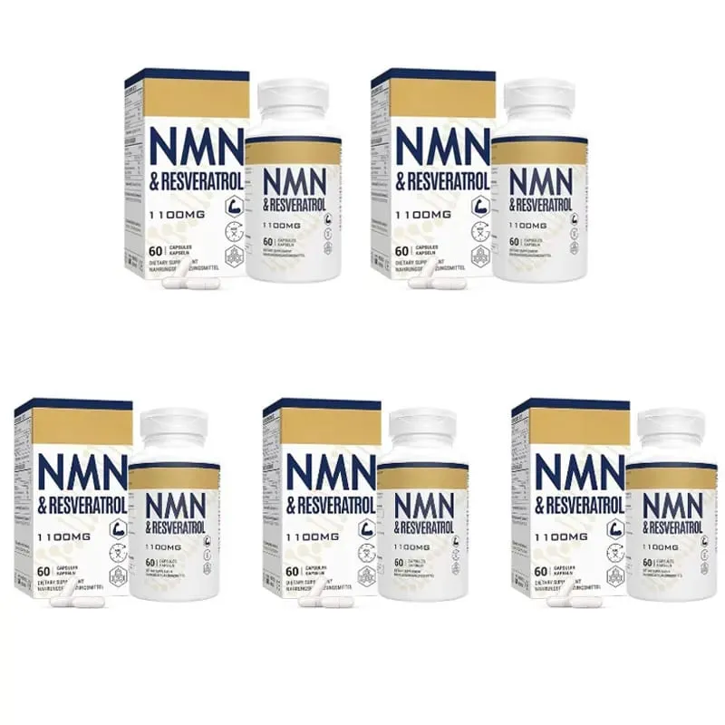 NMN & Resveratrol Capsules Antioxidant Complex Supplement with Black Pepper Extract 1100mg 60 Capsules