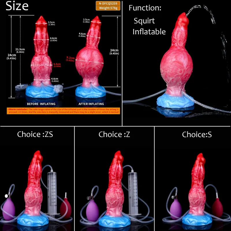 Gode ​​gonflable en Silicone avec nœud d'éjaculation, circonférence réglable, fantaisie, pénis de cheval, jouets sexuels pour adultes, dilatateur Anal