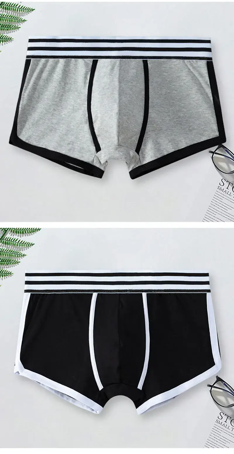 Men Soft Underpants Trunks Cotton High Quality Underwear U Convex Pouch Panties Cueca Mid Waist Breathable Boxer Shorts Homme