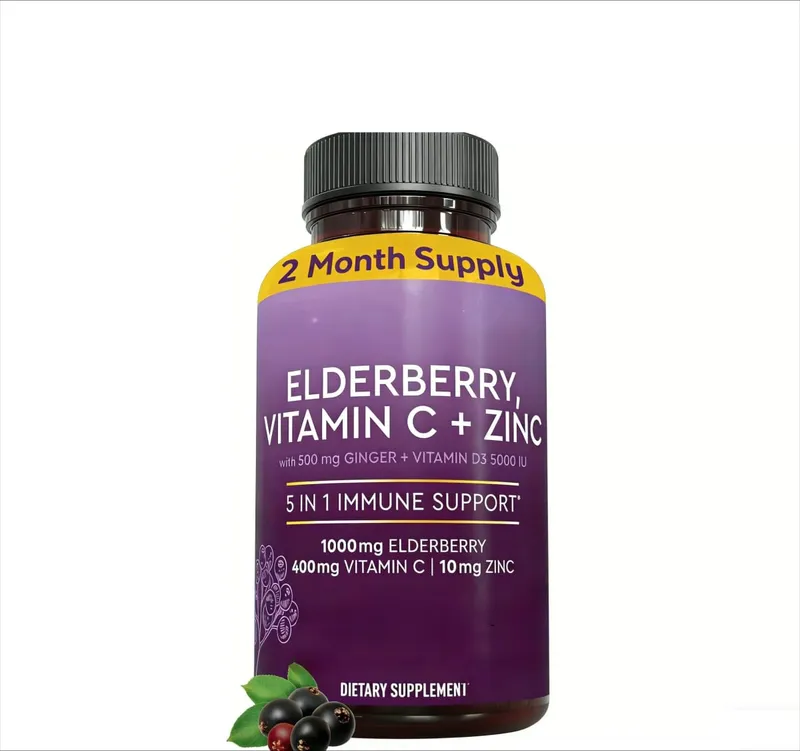 Elderberry Capsules with Vitamin C Zinc D3 Ginger Sambucus Black Elderberry Herbal Blend Daily Wellness Support for Adults — image 8