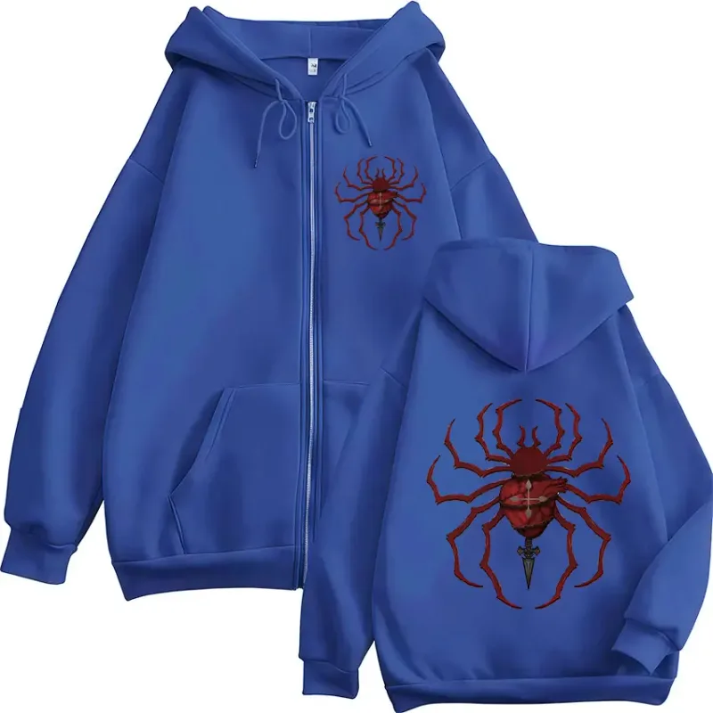 Anime Hunter X Hunter Phantom Troupe Spider Logo Zipper Hoodies Men's Zip Up Hooded Sweatshirts Long Sleeves Pullovers Jackets
