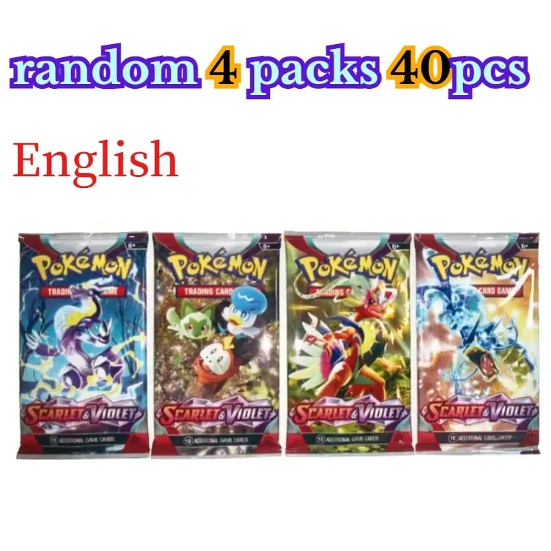 楽しい 40 ピースポケモンカードパック 4 セット日月バイオレット 151 英語トレーディングカードグッズおもちゃハロウィンギフトファンタジー SF