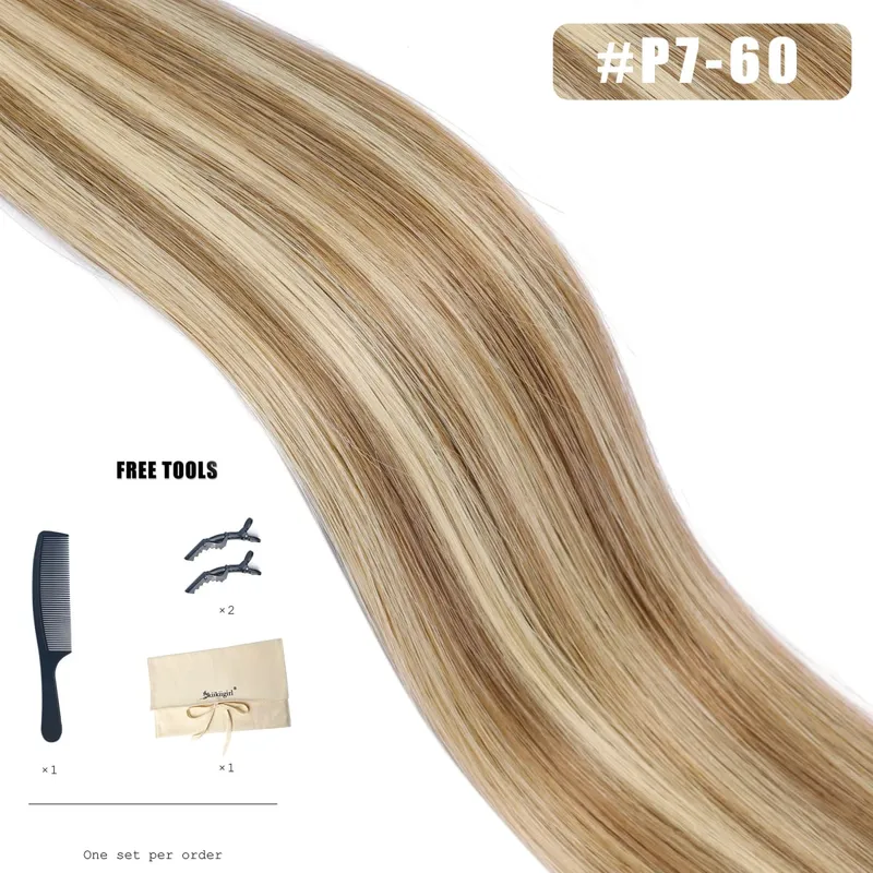 Butterfly Weft Hair Extensions Human Hair Invisible Flat PU with Hole Twin Tabs Hair Weft 12-24inch Micro link 100g
