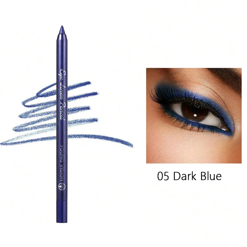 1Pc Waterproof Blue Green Eyeliner Pencil Smudge-Proof Long-Lasting Pearlescent Glitter Eye Liner High Pigmented Punk Eye Makeup — image 8