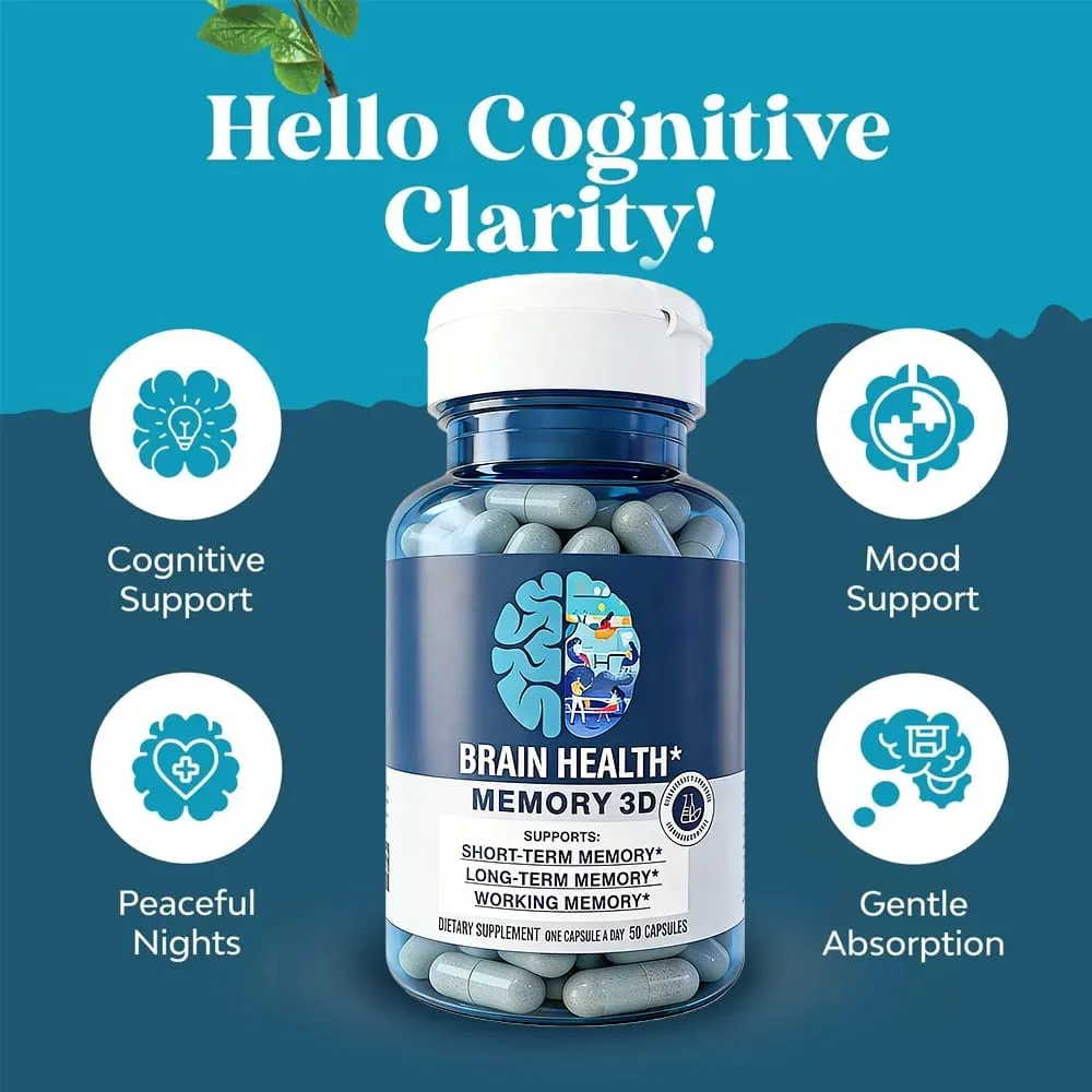 Memory 3D Brain Supplement - Nootropic Capsules for Memory Focus & Cognitive Function - Short Term Long Term & Working Memory
