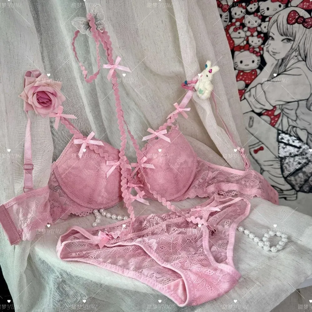 Purple Halter Bra Set Cross Strap Butterfly Detail Elegant Push Up Lingerie Kit For Women Soft Comfort Daily Wear — image 7