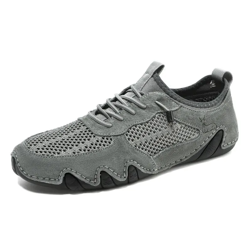 Men Women Big Size Outdoor Casual Shoes Flat Bottom Lacing Summer Breathable Mesh Sneakers