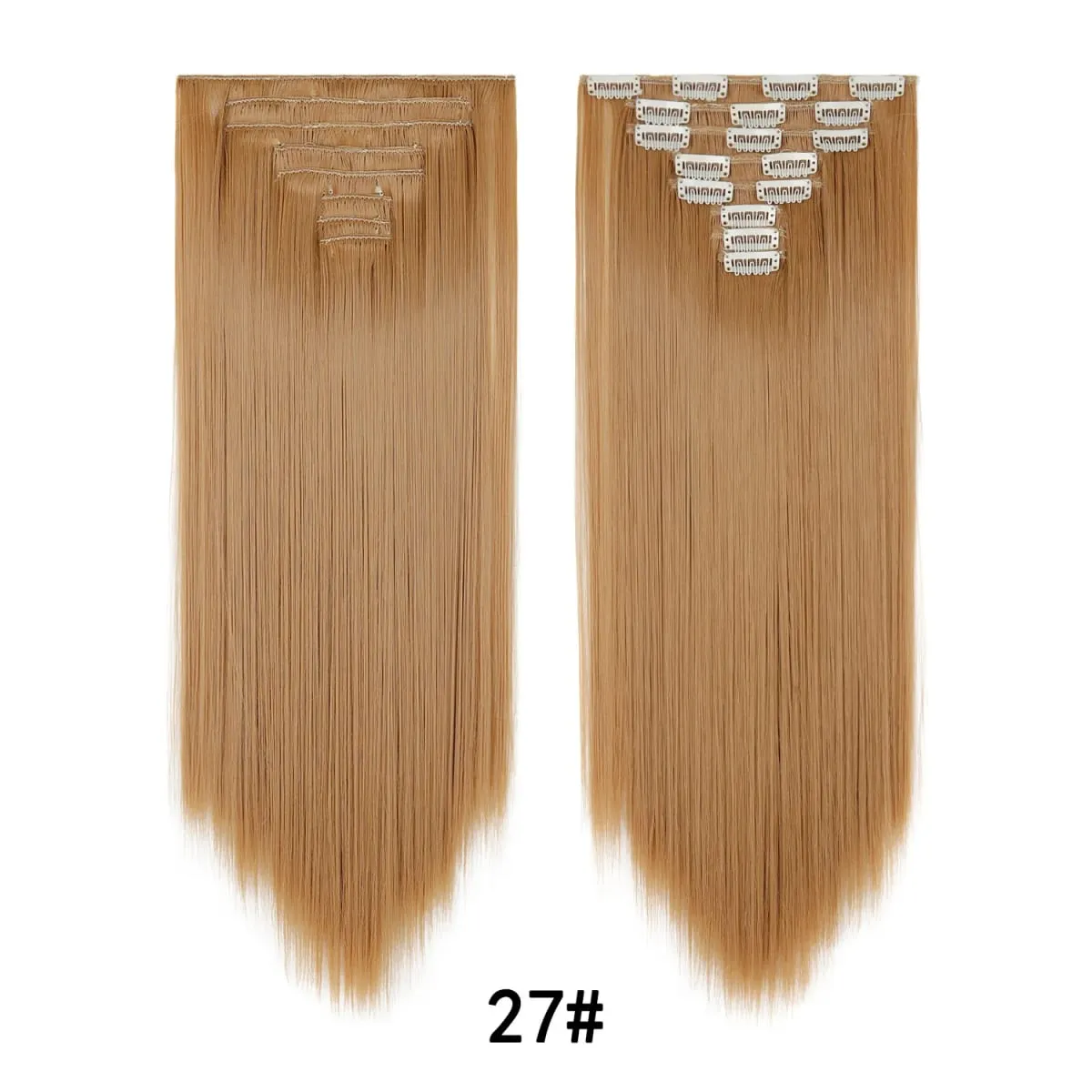 24 Inch 8 Pcs Clip In Hair Extension Straight Hair Extensions for Women Daily Wear Work & Casual Styling Synthetic Hair Pieces