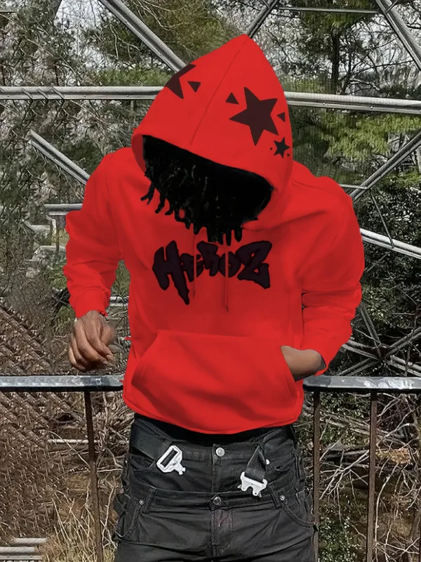 2026 Autumn/Winter Men's Hooded Sweatshirt with Letter Print Pattern - Comfortable Soft Casual Retro Streetwear for Men — image 6