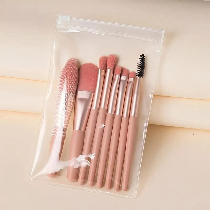 【B】8Pcs Makeup Brush Set Makeup Concealer Brush Blush Loose Powder Brush Eye Shadow Highlighter Foundation Brush Beauty Tools