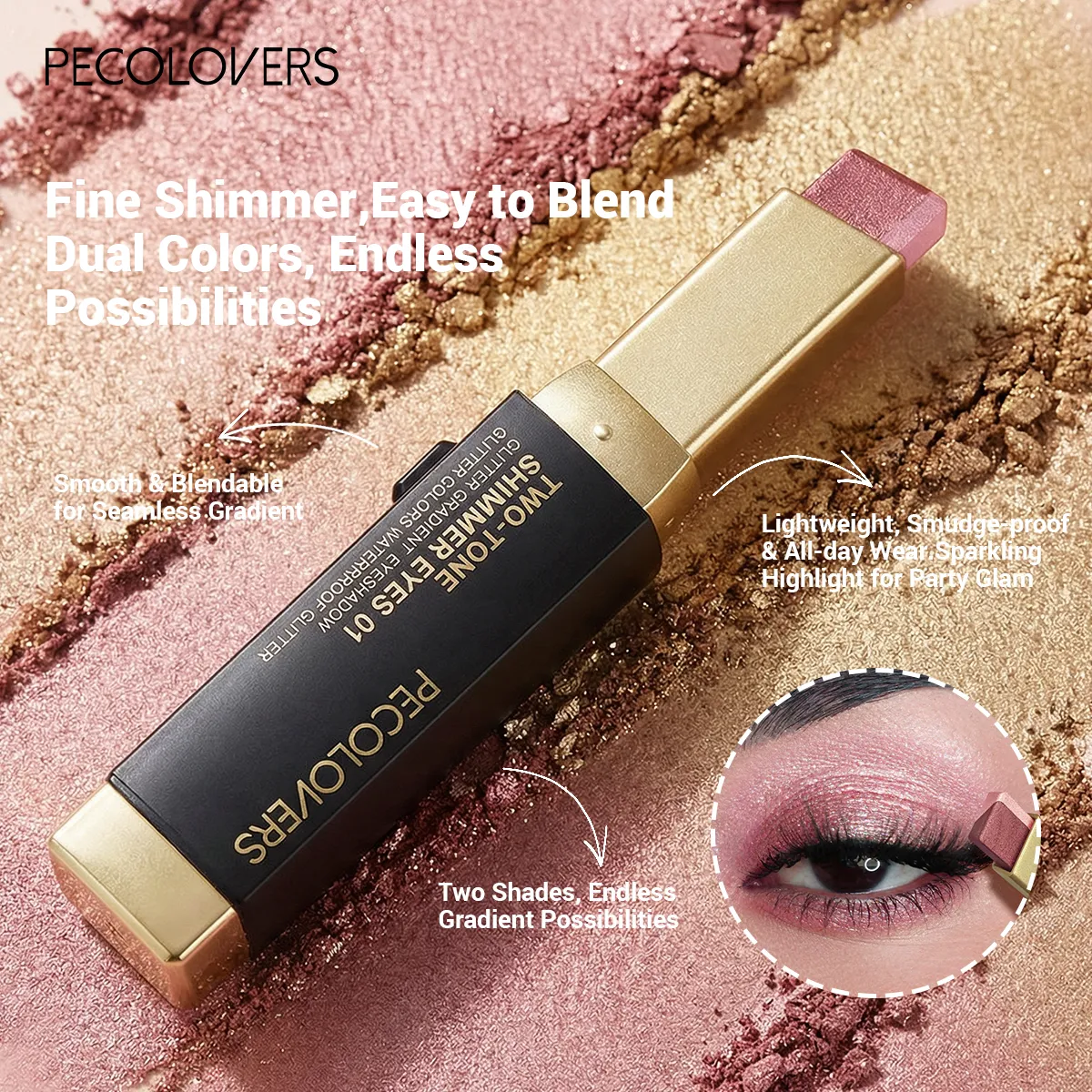 1Pc Dual-Color Eyeshadow Stick Blendable Eye Color For Daily Makeup Brown And Pink Cosmetic Eye Makeup Product