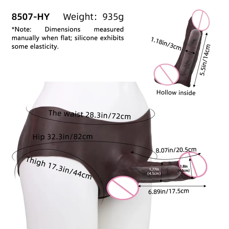 Black Realistic Penis Sleeve Pants Silicone High Waist Male Strap-On Dick Extender Delay Ejaculation Couple's Sex Tools