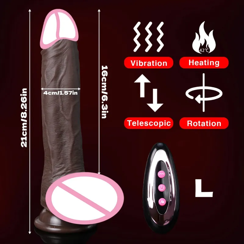 Realistic Dildo Telescopic Vibrator Silicone Penis Masturbation for Women Thrusting Dick Adult Heating Remote Control Sex Toys
