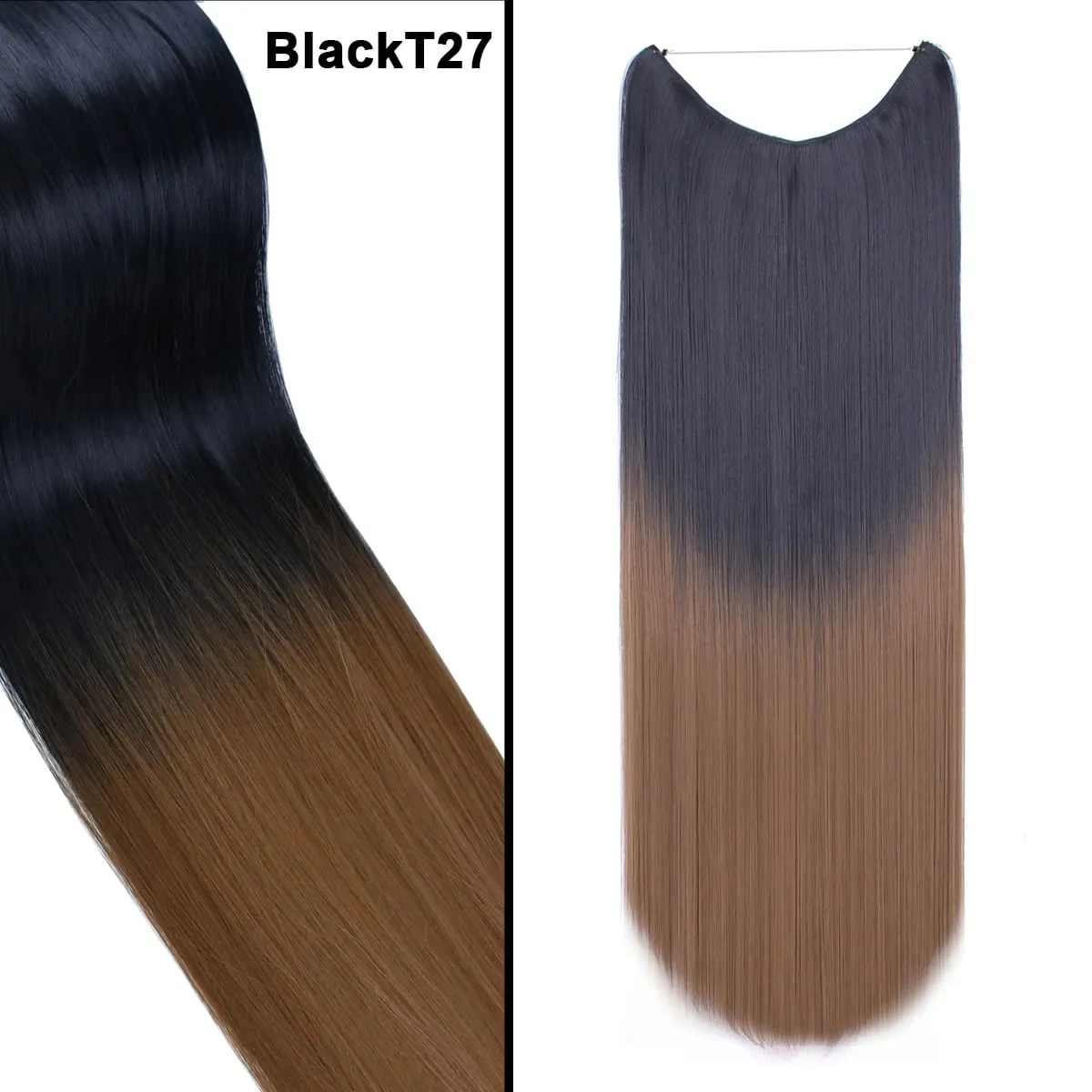 Jeedou Wavy Hair Extension Elasticity Invisible Wire Fish Line One Piece No Clips Synthetic Hairpieces Ombre Color For Ladies