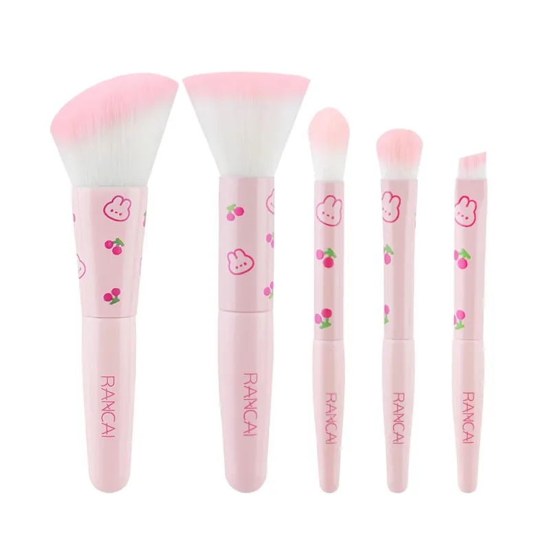 5Pcs Cute Compact Makeup Brush Set na May Case Premium Brush para sa Flawless Foundation Blush Eyeshadow Application Beauty Tools — image 16