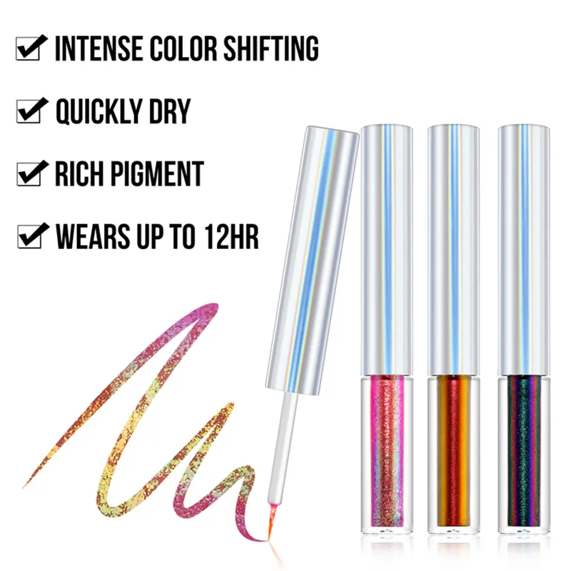 19 Colors Holographic Chameleon Liquid Eyeliner Metallic Glitter Color-Shifting Eye Liner Long Lasting Waterproof Eyes Makeup — image 4