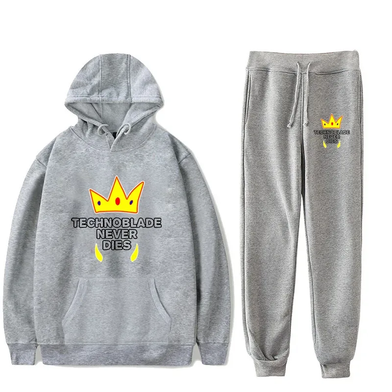 Harajuku Comfortable technoblade Print Sweatshirt Sweatpants Suit Men/Women Hoodies+ Trousers Suit Cute 2 Piece Set Clothes