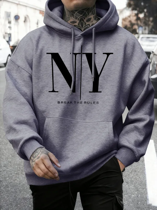 Break The Rules Yes No Prints Autumn Fleece Sweatshirts Men'S Soft Jogging Hoodie Street Comfy Pullovers Sport Loose Sportswears
