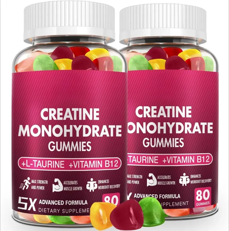 Creatine Monohydrate Gummies - 5g for Men & Women 80 Count Creatine Chewable Supplements for Muscle Gain Muscle Strength